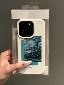 1件 白色油畫星空城堡極簡風個性化 TPU 防震全包手機殼，適用於 Apple 17 16 15 14 13 12 11 Pro Max Air 及系列 - 彩色 - 查看 4