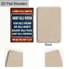 Letrero de madera de 5.9x7.87 pulgadas con Pereza Ira Miedo Ego Celos Duda Decoración de pared inspiradora, Placa de madera con cita motivacional de lectura inversa divertida, Decoración de pared colgante de reglas de vida positivas rústicas vintage para hogar oficina garaje dormitorio - Multicolor - Ver 3