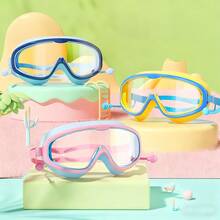 1pc Wide View Anti-Fog Waterproof Swimming Goggles, Built-In Silicone Earplugs, Adjustable Strap, Suitable For Pool, Beach, Diving - Multicolor - View 4