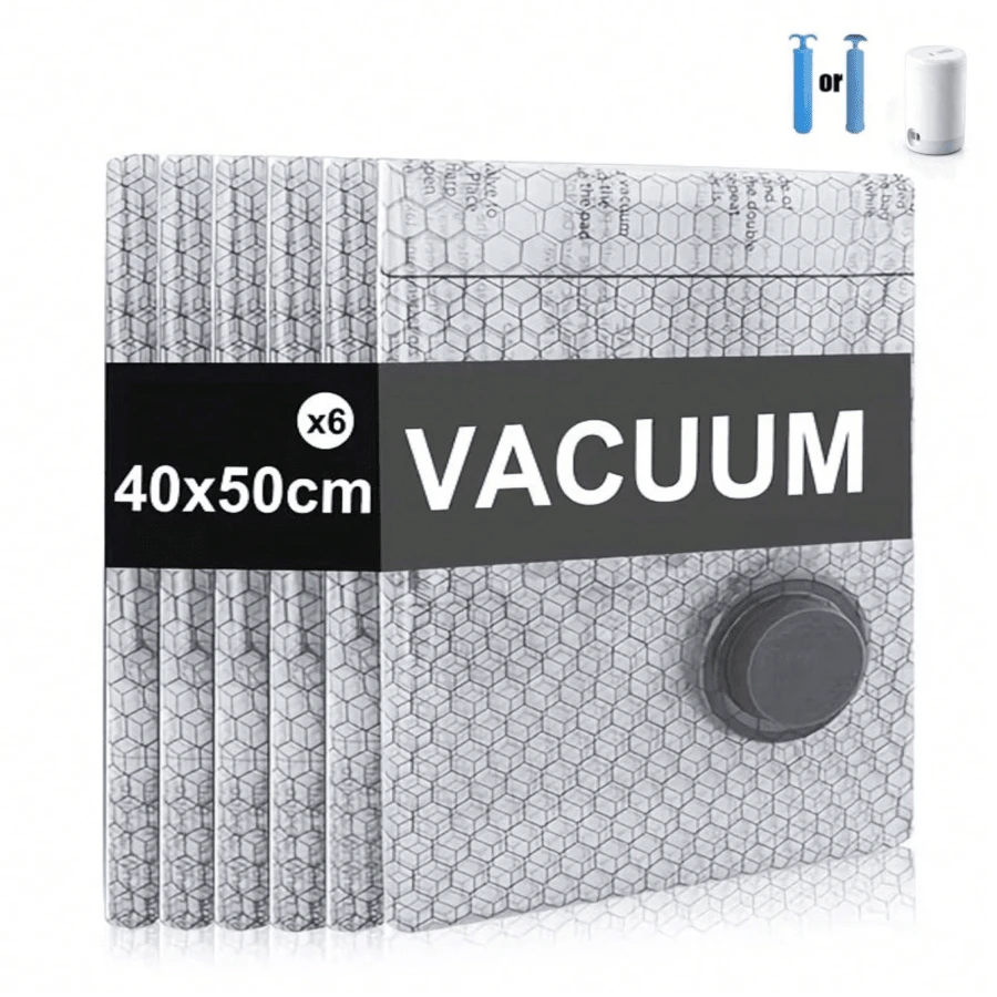 Grup Erik 6Pcs Tool-Free Vacuum Storage Bags Space Saving Seal Bags For Clothes Towels Blankets Travel Closet Organizer,Dorm Room