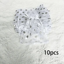 10/20pcs Silver Polka Dot Mesh Drawstring Bags And Transparent Party Gift Bags; Durable, Reusable Bags, Perfect For Wedding Favors, Birthday Party Supplies, Gift Packaging And Daily Storage - Drawstring Bag - View 10