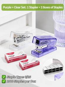 1pc Transparent Mini Effortless Stapler, Portable Small Stapler Set, Suitable For Students, Ins Style Multi-Function Handheld Stapler, Office Home School Supplies - Multiple Options Available - View 15