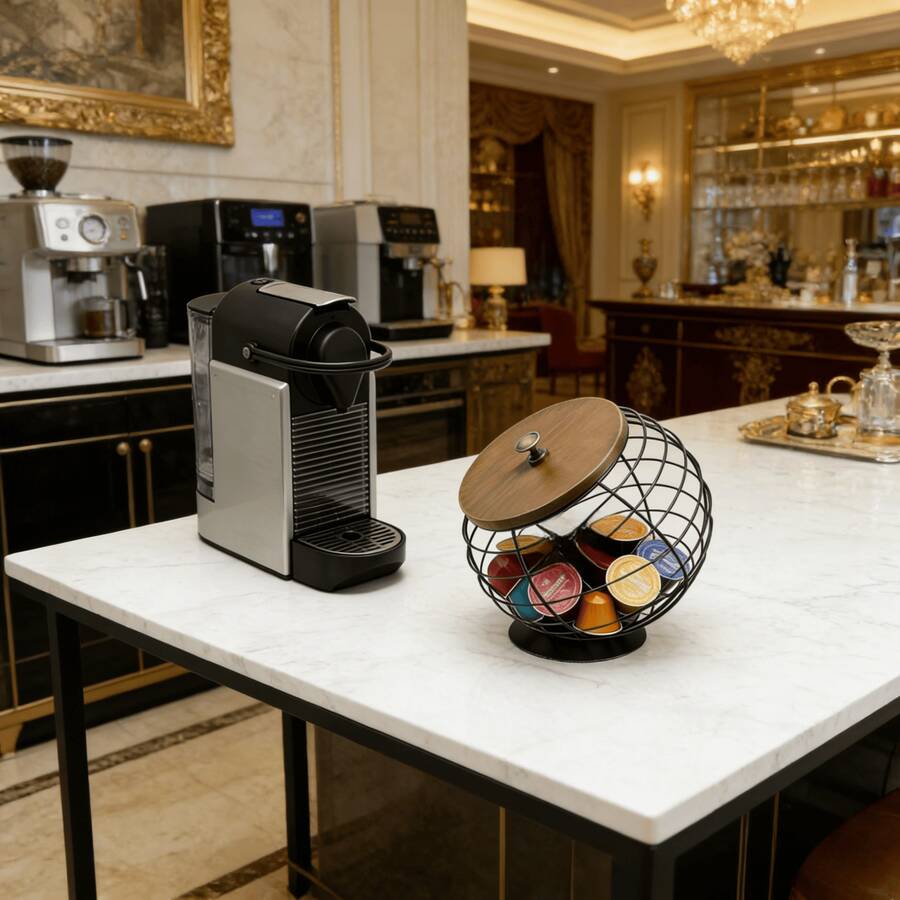 1pc Coffee Capsule Storage, Luxury Black & Gold Color Scheme, Hollow ...