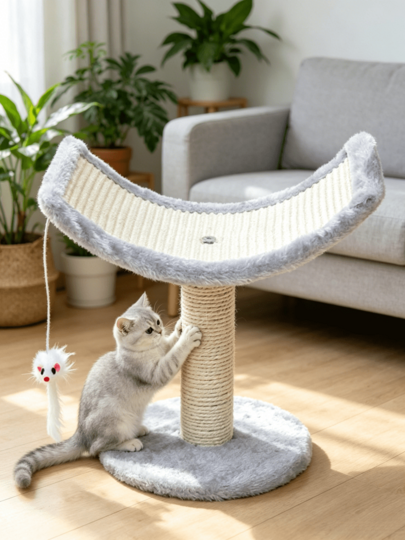 1pc Cat Tree With Cat Toys, Equipped With A Cat Scratching Board, Scratch-Resistant And Wear-Resistant, Easy To Assemble, Suitable For Cats Of All Sizes, Cat Supplies, Cat Toys.