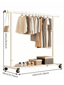 1pc Large Wheeled Clothes Drying Rack, Floor-Standing Clothes Drying Rack, Coat Rack, With A Sturdy Structure, Space-Saving, Easy To Assemble, Suitable For Living Rooms, Bedrooms, Dormitories, And Apartments - Random Color - View 14