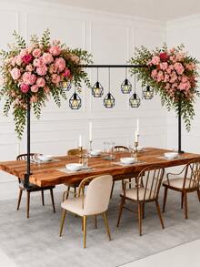Soporte de poste cruzado para mesa con pinza, poste decorativo para mesa con pinza, 280 cm de largo, soporte de poste cruzado para mesa, arco de mesa negro conectable, adecuado para decoración de Navidad, boda, cumpleaños y fiesta - Multicolor - Ver 1