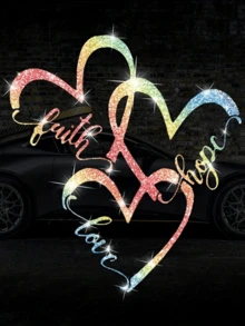 1pc Glossy Reflective Heart Sticker, Suitable For Car, Truck, Motorcycle, Vehicle Body, Laptop Decoration - Multicolor - View 4