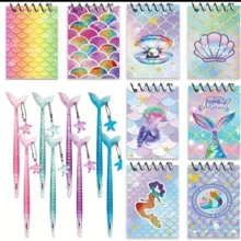 2/4/10/14/20pcs Mermaid Theme Party Favors, Mini Mermaid Spiral Notebooks And Fish Tail Pens, Reward Gifts, Birthday Gifts (Random), Back To School - Sets - View 6