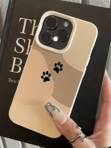 1件 白色拼色貓爪印花個性化極簡全包覆 TPU 防震手機殼，適用於 Apple 17 16 15 14 13 12 11 Pro Max Air 及系列 - 彩色 - View 4