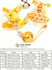 1 Set Arnés y correa para mascotas con diseño lindo de pato de dibujos animados, adecuado para decoración o para salir - Amarillo - Ver 4