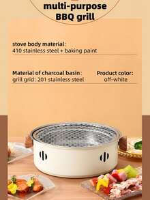 Dual-Purpose Portable Smokeless Desktop Charcoal/Wood BBQ Grill, Suitable For Tea Brewing And Grilling, Compact Design, Ideal For Indoor Korean BBQ, Camping And Picnic, Comes With Griddle, Grill Rack And Kitchen Utensils, Perfect For Roasting Meat, Home And Outdoor Use - A - View 4