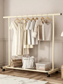 1pc Large Wheeled Clothes Drying Rack, Floor-Standing Clothes Drying Rack, Coat Rack, With A Sturdy Structure, Space-Saving, Easy To Assemble, Suitable For Living Rooms, Bedrooms, Dormitories, And Apartments - Random Color - View 10