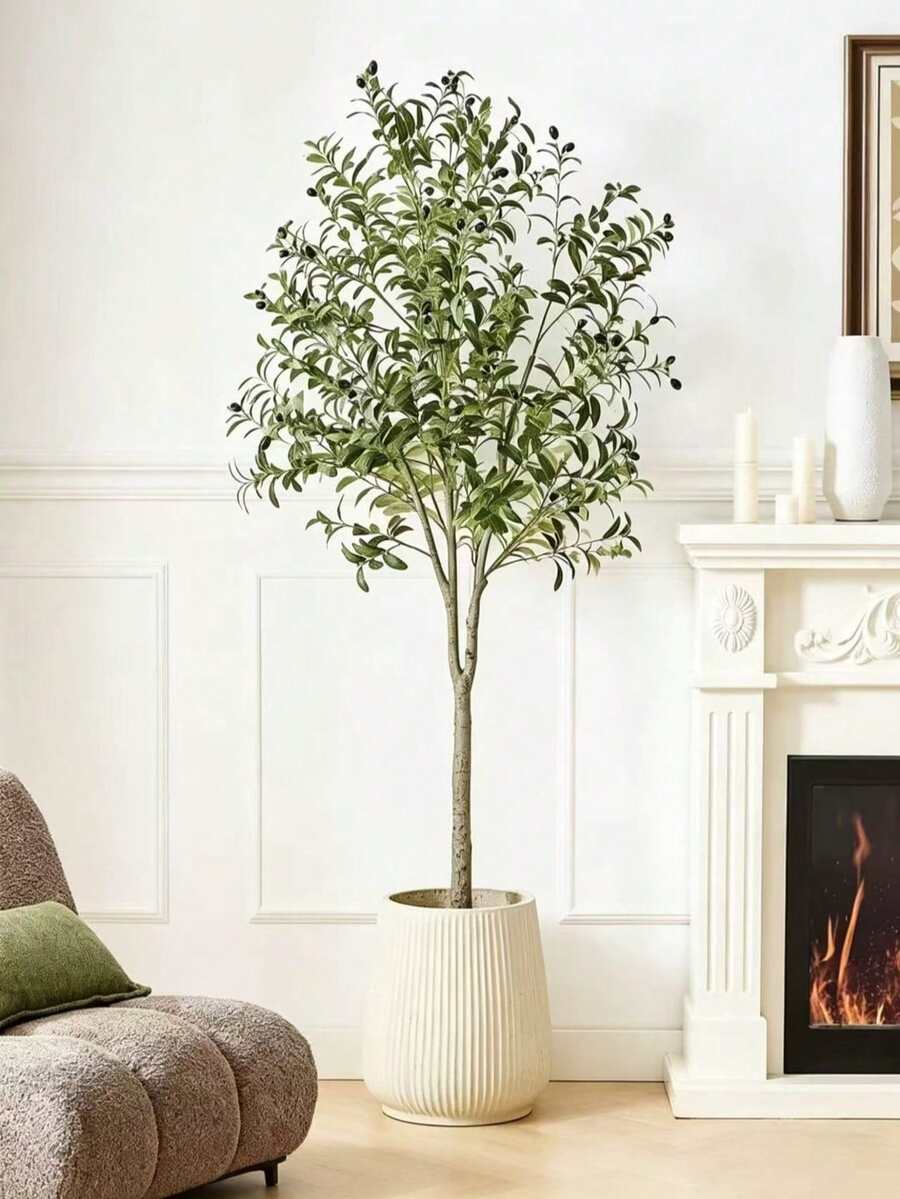 PKFC 1pc Artificial Olive Tree, Tall Branch Faux Plant, Plastic Leaves, Indoor Decorative Plant, Suitable For Home Decor, Valentine's Day, Birthday Gift, Graduation Ceremony And Other Occasions - Multicolor - View 1