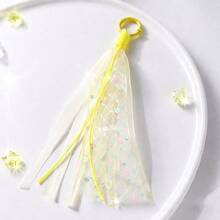 1pc Back To School Daily Macaron Color Sequin Mesh Ribbon Tassel Keychain, Multi-Color Ring Backpack Bag Pendant - Multicolor - View 3