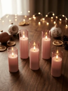 2/3/5 pièces Bougies sans flamme avec télécommande, bougies LED à piles avec minuterie, bougies électroniques LED sans fumée, lumières de bougies décoratives LED romantiques, bougies piliers LED, convient pour la décoration de la maison, la chambre, le mariage, la demande en mariage, Noël, la fête d'entreprise, la fête, le centre de table, le chauffe-bougie, les fausses bougies, cadeau (Rose, D:2,2'' H:4'' 5'' 6'' 7'') - rose - Voir 5