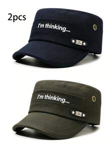 2pcs Unisex Multi-Function Flat Top Military Officer Hat, Outdoor Simple Fashion Versatile Hat, Spring And Autumn Hat - A - View 6