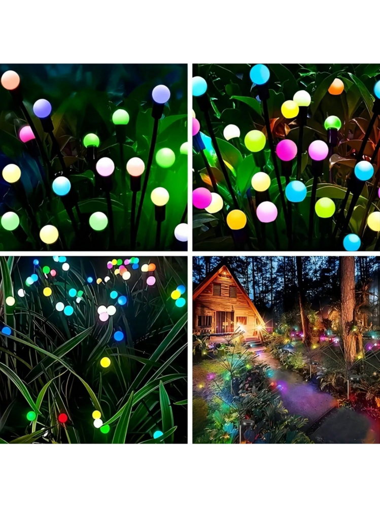 1/2件 10LED 太陽能螢火蟲地插燈，戶外花園小徑燈，太陽能防水花園燈，適用於花園、庭院、露台、小徑、露營、節日、婚禮、派對裝飾 - 黑色 - 查看 9