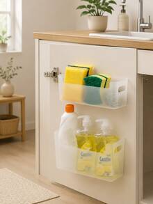 1 Pc Durable Punch-Free Plastic Storage Box, Simple Mountable Cabinet Door Organizer, Multi-Scene Storage Bin For Kitchen Gadgets, Bathroom Items,Beauty Tools & Office Accessories, Space Saver Household Supply,Perfect Gift For New Year Housewarming - Multicolor - View 4