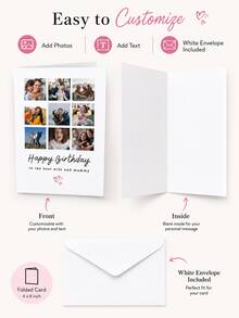 Personalized Greeting Cards With Envelopes, Custom Printed Cards With Multiple Photos And Text, Birthday Cards, Thank You Cards, Wedding Cards, Pet Cards, Suitable For Various Occasions - Multicolor - View 7