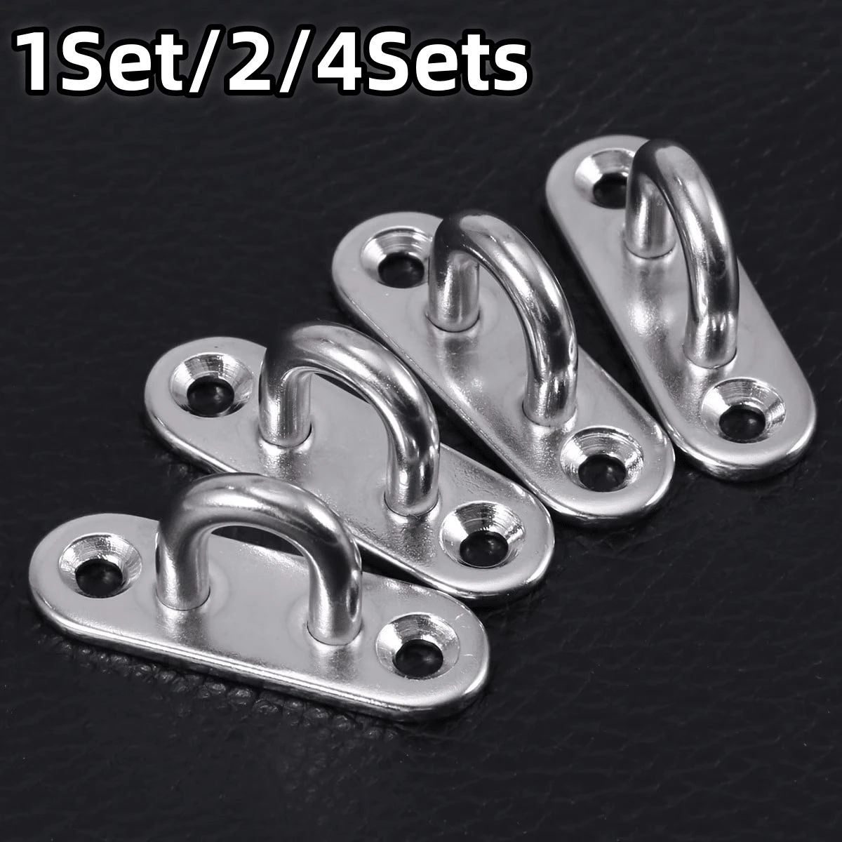 1Set/2/4Sets Heavy Duty Rectangular Pad Eye Ring Hook U-Shaped Design Screw Mount Hanging Bracket, Suitable For Hammocks, Fitness Equipment And Boat Deck Home Use