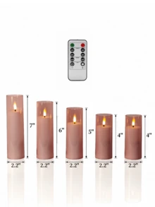 2/3/5 pièces Bougies sans flamme avec télécommande, bougies LED à piles avec minuterie, bougies électroniques LED sans fumée, lumières de bougies décoratives LED romantiques, bougies piliers LED, convient pour la décoration de la maison, la chambre, le mariage, la demande en mariage, Noël, la fête d'entreprise, la fête, le centre de table, le chauffe-bougie, les fausses bougies, cadeau (Rose, D:2,2'' H:4'' 5'' 6'' 7'') - rose - Voir 9