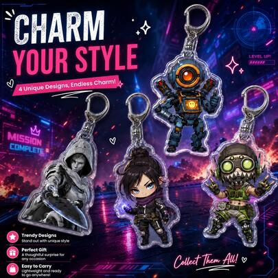 Apex Style Keychain, Gaming Inspired Acrylic Pendant Keyring, Durable Bag Charm…