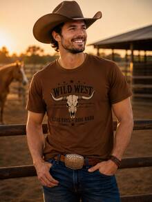 Kit 4 T-shirts Camisetas Masculina Country Texas Rodeio Peão Trabalho Dia Dia - Preto Marrom Marinho Chumbo - Visão 7