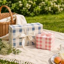 Minimalist Classic Style 2-Piece Mixed Color Square Coated Paper Plaid Print, With Textured Stripe Details, Decorative Gift Wrapping Paper Roll Set, Suitable For Birthday, Wedding, All Holidays And Year-Round Gift Box & Bouquet Wrapping - Plaid - View 6