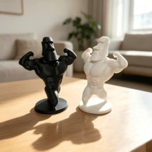 1pc Strongman Bodybuilder Muscle Statue, 3D Printed Plastic Decor, Desktop Ornament For Living Room, Study, Gym, Ideal Gift For Fitness Enthusiasts - A - View 3