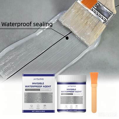 JAYSUING Scellant transparent invisible et imperméable, à utiliser avec un pinceau, pâte de revêtement transparent à séchage rapide et étanche, colle adhésive forte pour réparation de fuites, scellant imperméable invisible sans trace, convient pour les joints de carrelage, la baignoire, les tuyaux d'eau, les fissures murales, le toit, les cadres de fenêtre, agent de réparation de fuites imperméable multi-surfaces pour la maison intérieur et extérieur