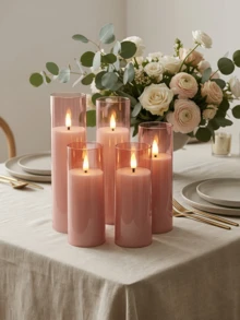 2/3/5 pièces Bougies sans flamme avec télécommande, bougies LED à piles avec minuterie, bougies électroniques LED sans fumée, lumières de bougies décoratives LED romantiques, bougies piliers LED, convient pour la décoration de la maison, la chambre, le mariage, la demande en mariage, Noël, la fête d'entreprise, la fête, le centre de table, le chauffe-bougie, les fausses bougies, cadeau (Rose, D:2,2'' H:4'' 5'' 6'' 7'') - rose - Voir 3