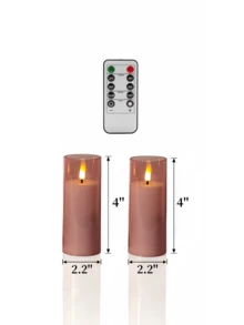 2/3/5 pièces Bougies sans flamme avec télécommande, bougies LED à piles avec minuterie, bougies électroniques LED sans fumée, lumières de bougies décoratives LED romantiques, bougies piliers LED, convient pour la décoration de la maison, la chambre, le mariage, la demande en mariage, Noël, la fête d'entreprise, la fête, le centre de table, le chauffe-bougie, les fausses bougies, cadeau (Rose, D:2,2'' H:4'' 5'' 6'' 7'') - rose - Voir 8