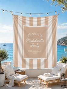 Personalized Bachelor/Bachelorette Party Backdrops, Bridal Shower Backdrops, Custom Name Party Banners, Striped Photo Backdrop Decorations - Multicolor - View 4