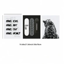 3pcs Frameless Y2K Fashion Art Prints, Black And White Gallery Wall Decor Set, Featuring Surfboard And "Ciao!" Text, Amalfi Coast Minimalist Poster, Dopamine Dorm Decor, Aesthetic Room Decoration - D-frameless - View 9