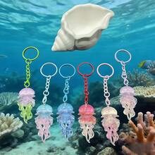 3pcs/Random Color/Dynamic Sparkling Jellyfish Keychain/Glow-In-The-Dark Jellyfish Needs To Absorb UV Rays During The Day To Emit Light At Night/Ocean Element Bag Charm/2D/Multi-Color Optional/Suitable For Keychain Pendant, Bag Decoration, Gift Packaging Decoration - View 6