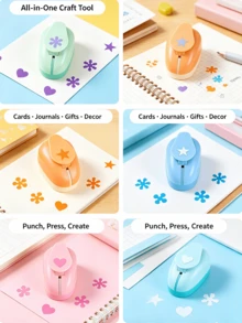 1pc/4pcs Handmade Embossing Tool, DIY Card And Fabric Puncher - Multi-Function Handheld Embossing Machine With Colorful Floral Pattern, Perfect For Scrapbooking, Paper Crafts And Gift Making, No Battery Required, Paper Puncher (Random Color) - B - View 11