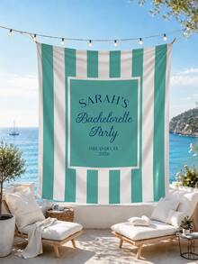 Personalized Bachelor/Bachelorette Party Backdrops, Bridal Shower Backdrops, Custom Name Party Banners, Striped Photo Backdrop Decorations - Multicolor - View 6