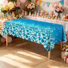 1/3pcs Bubble Ocean Water Tablecloth, Ocean Bubble Watermark Floral Tablecloth, Ocean Wave Plastic Tablecloth, Underwater Bubble Tablecloth, Suitable For Pool Birthday Party 137x274cm - Multicolor - View 3