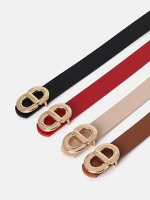 1pc/4pcs Solid Color Casual PU(Polyurethane) Women's Decorative Belt Suitable For Daily Use With Double D-Ring Buckle - A - View 23