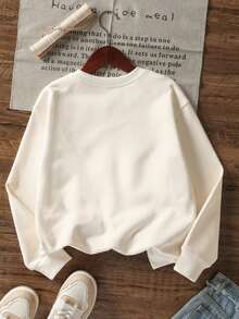 Teen Girl Casual Fun Print Crew Neck Long Sleeve Sweatshirt Autumn/Winter Top - Apricot - View 4