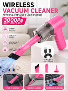New Upgraded 3-In-1 Powerful Cordless Handheld Vacuum Cleaner, Home Vacuum Cleaner, Blower And Suction Integrated, USB Rechargeable, Mini Lightweight, Suitable For Cleaning Dust, Snack Crumbs, Hair, Suitable For Sofa Crevices, Desktops, Stair Crevices, Pets - A - View 2