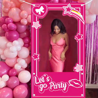 1pc Pink Birthday Decoration, Bright Pink Photo Prop, Princess Doll Theme Decor, Bachelorette Party Decoration, Birthday Party, Bridal Shower, Pink Party Supplies