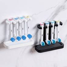 1pc Electric Toothbrush Head Holder, Multi-Slot Toothbrush Head Storage Rack, With Adhesive Back, Replacement Brush Head Organizer, Electric Toothbrush Head Storage Rack, Suitable For Home Use, Durable Plastic, Bathroom Countertop Storage - Multicolor - View 6