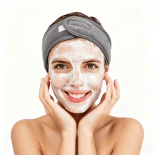 1Pc Adjustable Hook And Loop Spa Headband, Soft Grey Terry Cloth Makeup Hair Wrap, Non Slip Absorbent Facial Hair Band For Washing Face, Mask Application, Skincare, Yoga And Sports - Multicolor - View 4