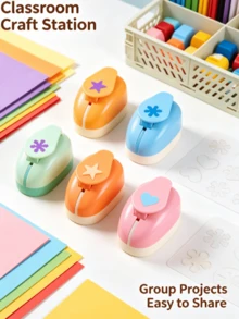 1pc/4pcs Handmade Embossing Tool, DIY Card And Fabric Puncher - Multi-Function Handheld Embossing Machine With Colorful Floral Pattern, Perfect For Scrapbooking, Paper Crafts And Gift Making, No Battery Required, Paper Puncher (Random Color) - B - View 8