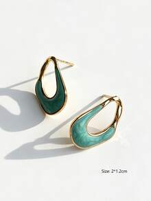 綜合有機造型花卉精緻大理石風時尚馬卡龍色太陽形耳環 植物風個性耳釘 前衛時尚飾品 - 金色 - 查看 24