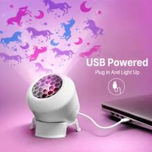 ضوء إسقاط السماء المرصعة بالنجوم على شكل وحيد القرن، توصيل USB وتشغيل مباشر، قابل للتعديل بزاوية 360 درجة، يعرض نمط وحيد القرن في جميع أنحاء الغرفة، يخلق أجواء دافئة ومريحة، مناسب للاسترخاء في غرفة النوم والحفلات وديكور المنزل، هدية عيد ميلاد مثالية - وحيد القرن - مشاهدة 4