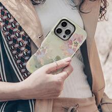Pastel Lotus Floral Phone Case Compatible With IPhone 17 16 15 14 Pro Max Plus 13 12 11 - Green - View 3