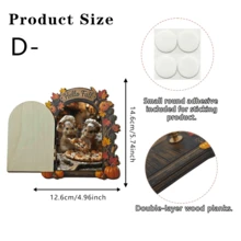 1/4件秋季主題木製門飾，描繪鼠洞與小動物場景，門可開啟，適用於樓梯、廚房及感恩節居家裝飾 - 老鼠洞擺件 - 查看 15