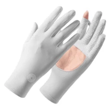 1 Pair Women's Summer Sun Protection Gloves, Anti-Slip Hollow Palm, UV Protection, Touchscreen Compatible, Breathable For Outdoor Sports, Driving And Cycling - A - View 2